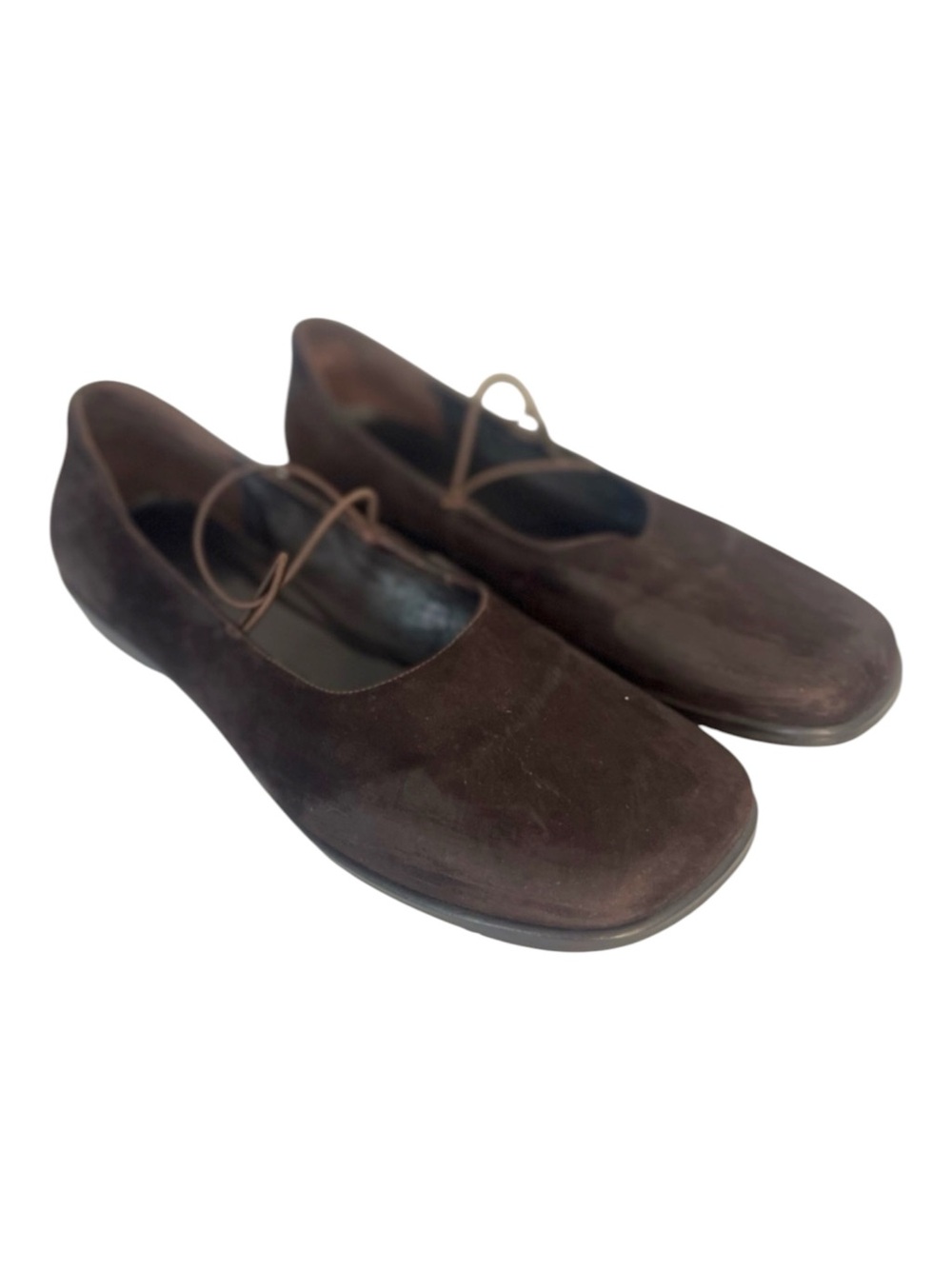 J Jill Brown Suede Ballet Flat Size 11 Chocolate Brown Square Toe Slip On Preppy